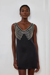 Ledini V Neck Crystal Mini Dress